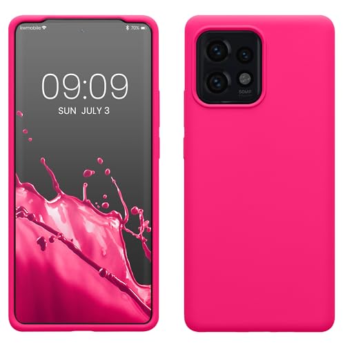 kwmobile Hülle kompatibel mit Motorola Edge 40 Pro/Edge+ (2023) Hülle - Silikon Handy Case - Handyhülle weiche Oberfläche - kabelloses Laden - Neon Pink von kwmobile