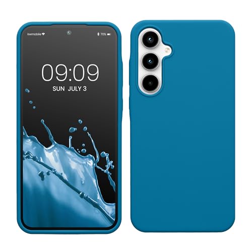 kwmobile Hülle kompatibel mit Samsung Galaxy A35 Hülle - Silikon Handy Case - Handyhülle weiche Oberfläche - kabelloses Laden - Karibikblau von kwmobile