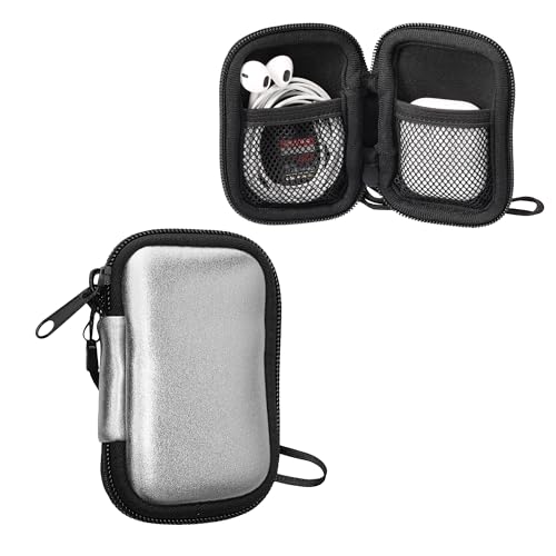 kwmobile In-Ear Kopfhörer Tasche kompatibel mit in-Ear Headphones - Hülle Neopren Cover Case - 6 x 9 cm Innenmaße - Etui in Metallic Silber von kwmobile