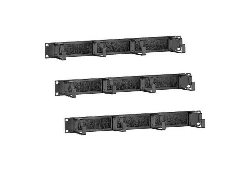 kwmobile Kabelkanal 3x 19 Zoll Rack Kabelmanager - mit 4 Metallringen und Bürsten (3-St) von kwmobile