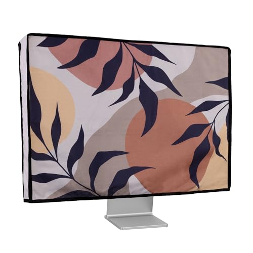 kwmobile Leinen Hülle kompatibel mit 20-22" Monitor - Schutzhülle Staubschutz Abdeckhaube für PC Bildschirm - Computer Screen Cover Staubhaube Haube - Pflanzen und Formen von kwmobile