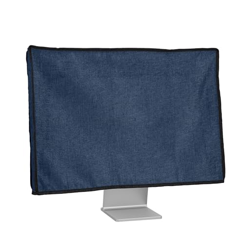 kwmobile Leinen Hülle kompatibel mit 31-32" Monitor - Schutzhülle Staubschutz Abdeckhaube für PC Bildschirm - Computer Screen Cover Staubhaube Haube in Blaugrau von kwmobile