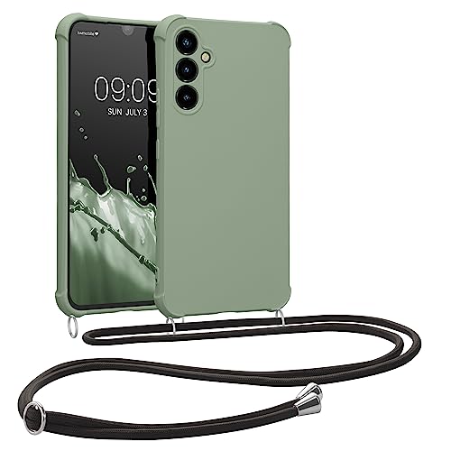 kwmobile Necklace Case kompatibel mit Samsung Galaxy A34 5G Hülle - Cover mit Kordel zum Umhängen - Silikon Schutzhülle Graugrün von kwmobile