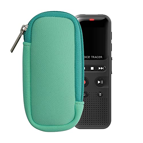 kwmobile Neopren Hülle kompatibel mit Universal Voice Recorder Diktiergerät - Cover mit Reißverschluss - Innenmaße - Porzellan Grün von kwmobile