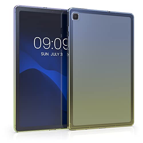 kwmobile Schutzhülle kompatibel mit Samsung Galaxy Tab S6 Lite (2024/2022/2020) - Hülle Silikon - Tablet Cover Case - Zwei Farben Blau Gelb Transparent von kwmobile