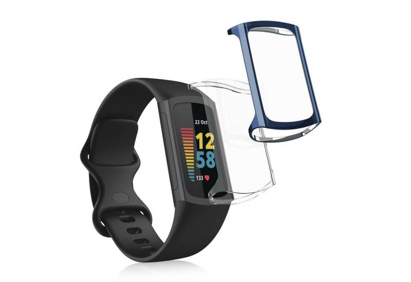 kwmobile 2x Hülle für Fitbit Charge 6 / Charge 5 Smartwatch, Silikon Fullbody Cover Case Schutzhülle Set von kwmobile