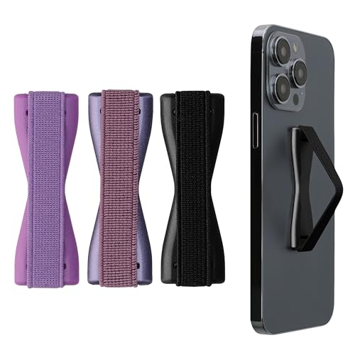 kwmobile Smartphone Fingerhalter 3 Set - Handy Halter Griff Halterung Einhandbedienung - 3X Handyhalter in Schwarz Metallic Brombeere Lavendel von kwmobile