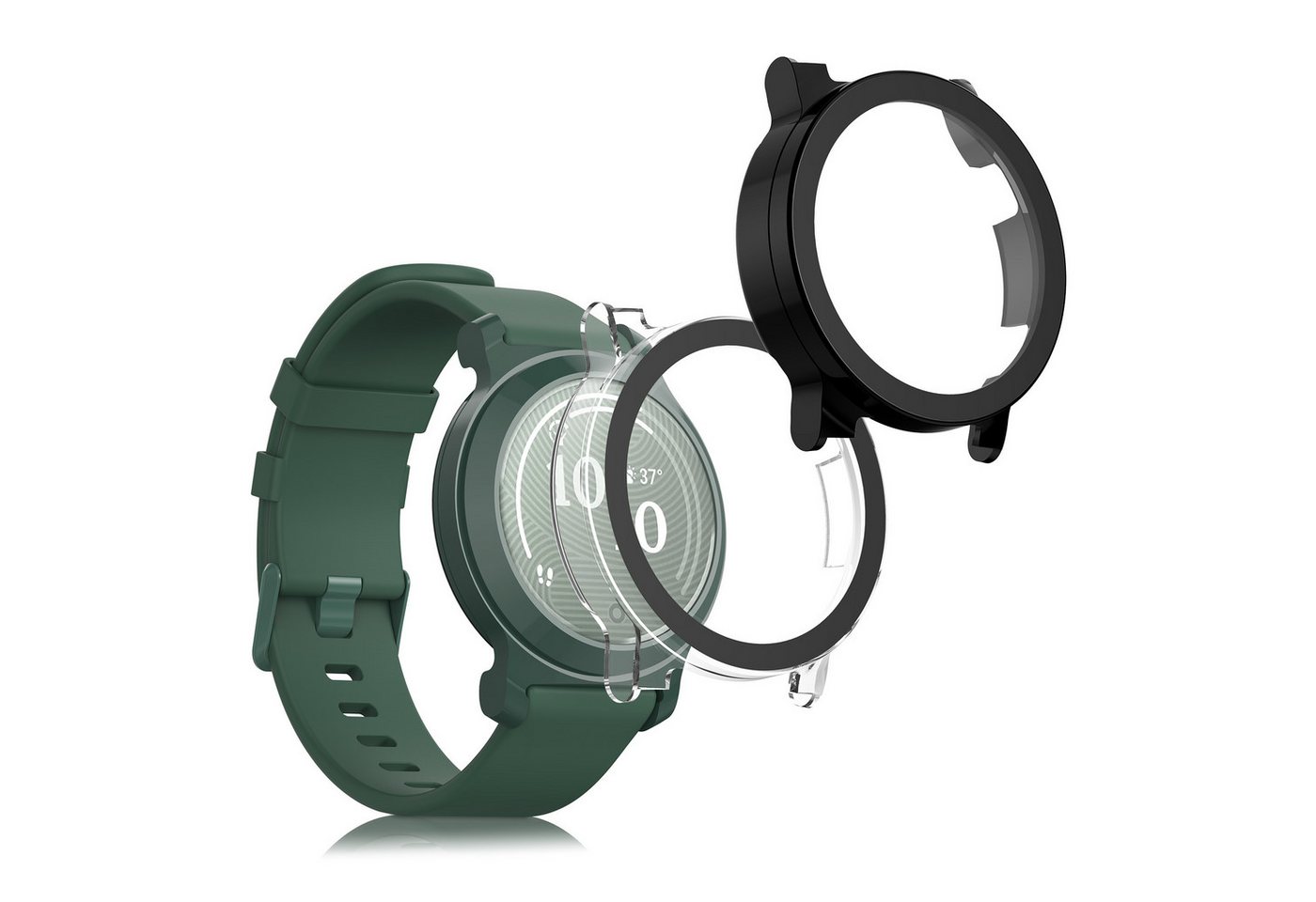 kwmobile Smartwatch-Hülle 2x Hülle für Garmin Lily 2 Active, Fullbody Fitnesstracker Glas Cover Case Schutzhülle Set von kwmobile