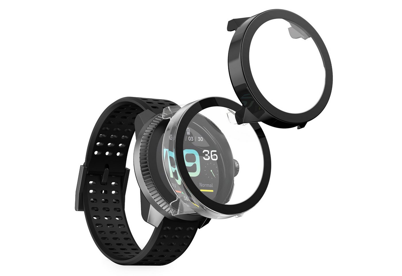 kwmobile Smartwatch-Hülle 2x Hülle für Suunto Race S, Fullbody Fitnesstracker Glas Cover Case Schutzhülle Set von kwmobile