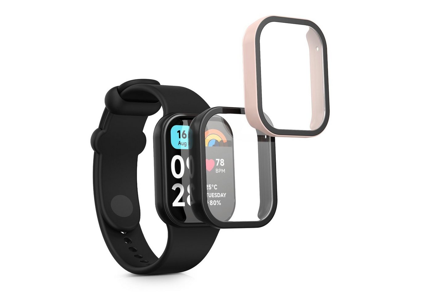 kwmobile Smartwatch-Hülle 2x Hülle für Xiaomi Smart Band 8 Pro / Smart Band 9 Pro, Fullbody Fitnesstracker Glas Cover Case Schutzhülle Set von kwmobile