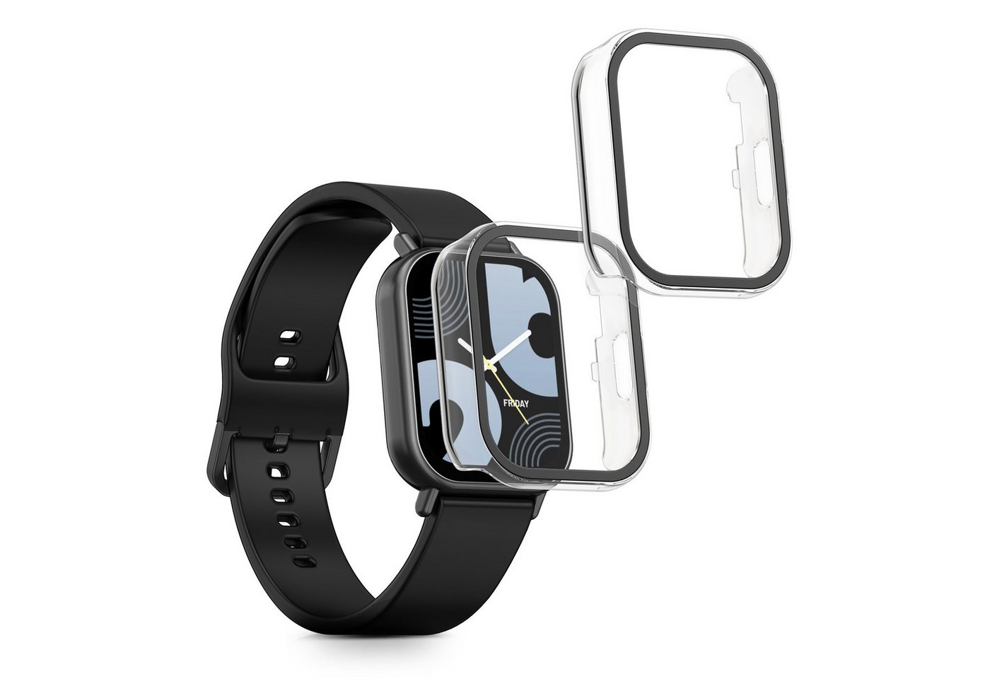 kwmobile Smartwatch-Hülle 2x Hülle für Xiaomi Redmi Watch 5 Lite, Fullbody Fitnesstracker Glas Cover Case Schutzhülle Set von kwmobile