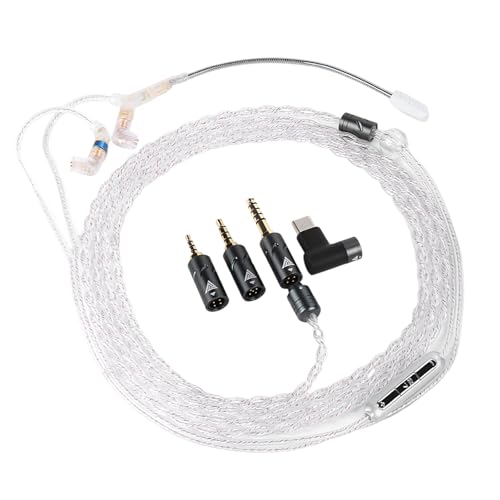 Verbessertes Kabel für Kopfhörer, versilbert, 2,5/3,5/4,4 mm/USB-C-Gaming-Headset-Kabel mit Mikrofonen von kwoifioy