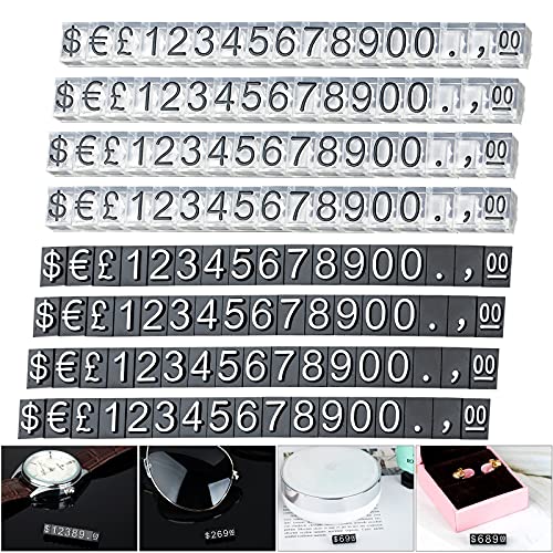 10 Stück Zahlen-Buchstaben-Würfel-Preisschild, Mini-Preisanzeigewürfel, verstellbarer, abnehmbarer Preisschildständer, Verkaufspreisblock-Kit für Ladentheke (Weiße Schrift auf Schwarz) von kyaoayo