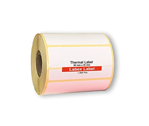 Thermo Etiketten 80x25 mm | Barcode etikett - Thermo etiketten auf rolle; 1.000 stück - Thermotransfer etiketten - 1 Rolle ;1.000 Thermo label adressetiketten (1 Rolle) von labex label