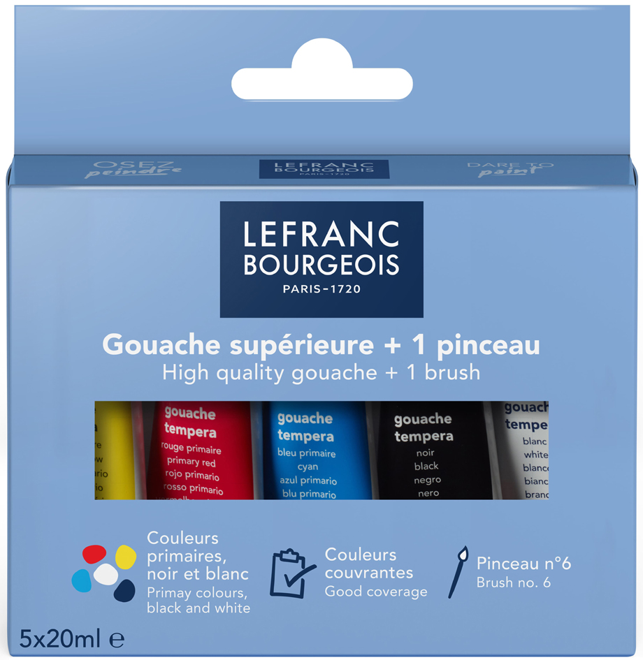 LEFRANC BOURGEOIS Gouachefarbe, 5 x 20 ml, Etui von lefranc bourgeois