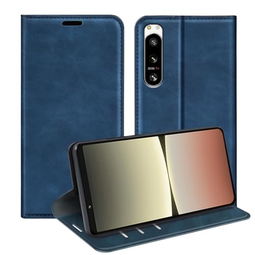 leleyo Hülle für Sony Xperia 5 IV Handyhülle Magnet Kartenfach Standfunktion Klapphülle für Sony Xperia 5 IV Klappbar Flip Case, Blau von leleyo