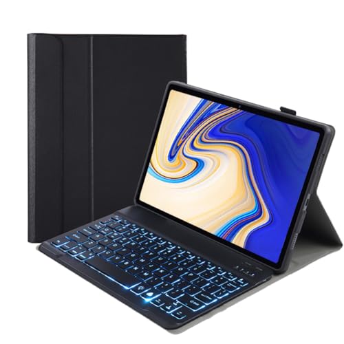 leleyo Tastatur-Schutzhülle mit Hintergrundbeleuchtung für Samsung Galaxy Tab S4 10,5 Zoll Tablet Smart Cover magnetisch mit abnehmbarer kabelloser Bluetooth-Tastatur mit Hintergrundbeleuchtung für von leleyo