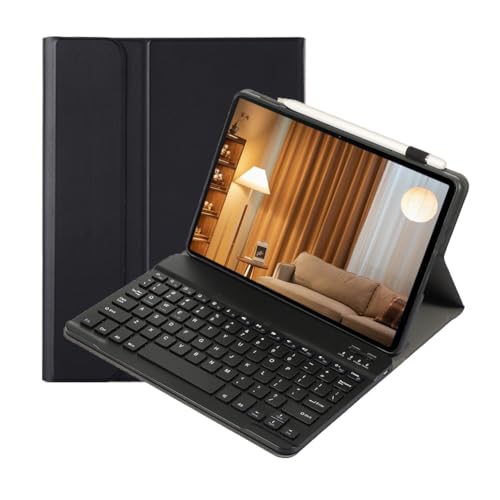 leleyo Tastaturhülle für Lenovo Tab E10 10,1 Zoll Smart Cover magnetisch mit abnehmbarer kabelloser Bluetooth-Tastatur für Tablet Lenovo E10 TB-X104F 10,1 Zoll, Schwarz von leleyo