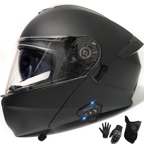 Integralhelm Mit Bluetooth-Technologie, Modularer Klapphelm Mit Mikrofon Zur Automatischen Beantwortung, Crash-Racing-Motorradhelm, Geräuschreduzierung Und Belüftung 1, XXL=63-64 von letianzhao