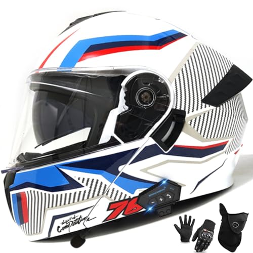 Integralhelm Mit Bluetooth-Technologie, Modularer Klapphelm Mit Mikrofon Zur Automatischen Beantwortung, Crash-Racing-Motorradhelm, Geräuschreduzierung Und Belüftung 5, L=59-60 von letianzhao