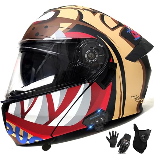 Integralhelm Mit Bluetooth-Technologie, Modularer Klapphelm Mit Mikrofon Zur Automatischen Beantwortung, Crash-Racing-Motorradhelm, Geräuschreduzierung Und Belüftung 8,M=57-58 von letianzhao