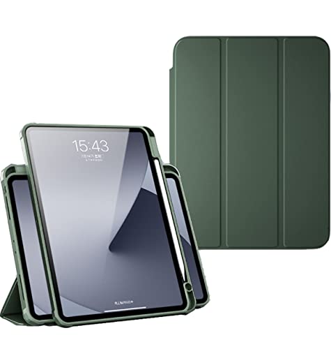 Hybrid-Schutzhülle für iPad Pro 12,9 Zoll 4. Generation 2020, magnetische, abnehmbare und drehbare Hülle mit transparenter harter Rückseite, automatische Sleep/Wake, unterstützt Bleistift 2, Armeegrün von liby