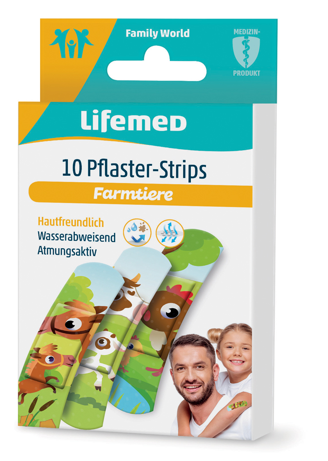 Lifemed Kinder-Pflaster-Strips , Farmtiere, , 10er von lifemed