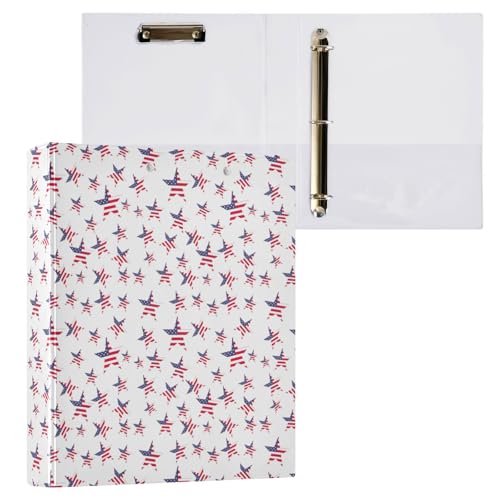 Ordner mit USA-Flagge und Sternen, 3,8 cm, 3 Ringe, Ordner mit Taschen, 1/2 Packungen, Büroordner, Hardcover von linqin