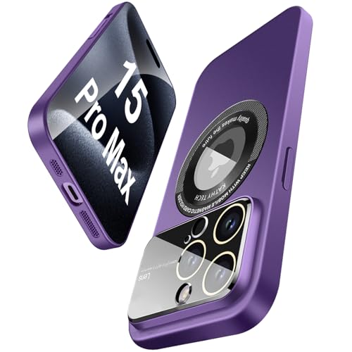 Kompatibel mit iPhone 15 Pro Max Magnetic hülle,[Kompatibel mit Magsafe] mit Kameraschutz Slim Matte Anti-Fingerabdruck-Handyhülle für iPhone 15 Pro Max 6,7" 2023 (Violett) von lisade