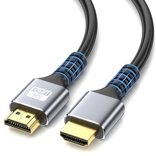 looyotul 8k Hdmi Kabel 1m Ultra High Speed HDMI 2.1 Kabel 4K@120Hz 8K@60Hz 48gbps Gold überzogener Stecker 3D eARC Ethernet HDMI Kabel für HDTV Monitor Laptop Roku TV Xbox PS4/PS5 (Silber) von looyotul