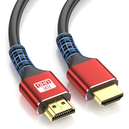 looyotul 8k Hdmi Kabel 1m Ultra High Speed HDMI 2.1 Kabel 4K@120Hz 8K@60Hz 48gbps Gold überzogener Stecker 3D eARC Ethernet HDMI Kabel für HDTV Monitor Laptop Roku TV Xbox PS4/PS5 (rot) von looyotul