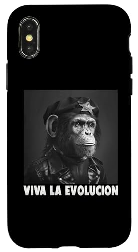 Hülle für iPhone X/XS Viva La Evolucion, Revolution, Affe, Nerd von lustige Evolution, Wissenschaft und Revolution