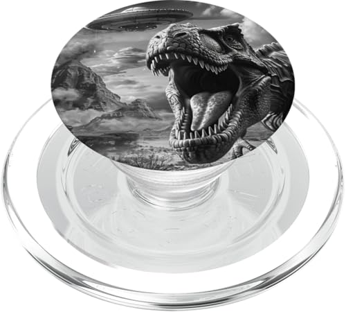 Dinosaurier mit UFO, Alien, lustiges Dinosaurier PopSockets PopGrip für MagSafe von lustige Tiere und Außerirdische