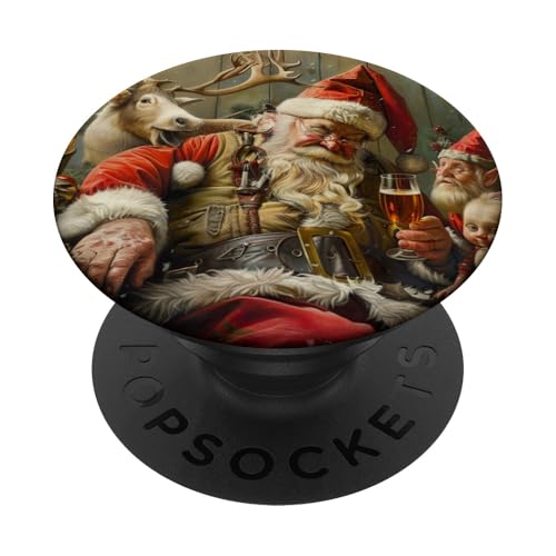 Lustiger betrunkener Weihnachtsmann, lustiges Weihnachten PopSockets Klebender PopGrip von lustige Weihnachten