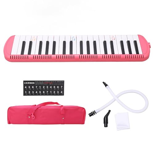 lvifloae Melodica 37 Tasten Blasinstrument für Erwachsene, Luftklavier, Sopran-Tastatur, Mundharmonika, tragbares Instrument für Anfänger und Musikliebhaber, Schwarz (Rosa) von lvifloae