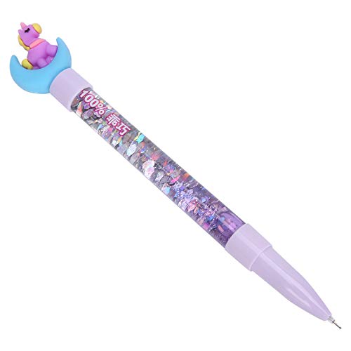 lvifloae Schwarzer Gelstift, flüssiger Paillette-Griff, Cartoon-Kappe, Malerei, Schreiben, Briefpapier, weicher Gummi, blauer Stifthalter (Purple pen holder) von lvifloae