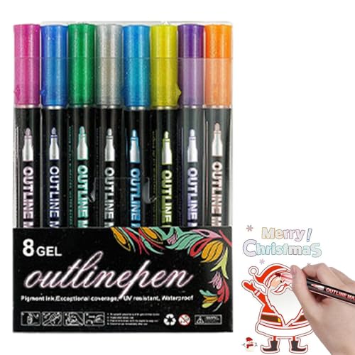 lyanny Doppelzeilige Umrissmarkierungen, Glitzer-Konturmarker, Farbige Lightstick-Graffiti-Textmarker, Konturenmarker Zum Grußkarten, Scrapbooking, Kunsthandwerk von lyanny