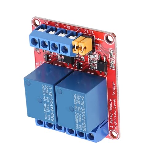 2 Channel Relay Module, High Level Trigger Relaismodul Low Level Trigger Erweiterungsplatine, Elektronisches Relais Optokoppler Relaismodu, Rele 5v/12v/24v (24V) von lyrlody