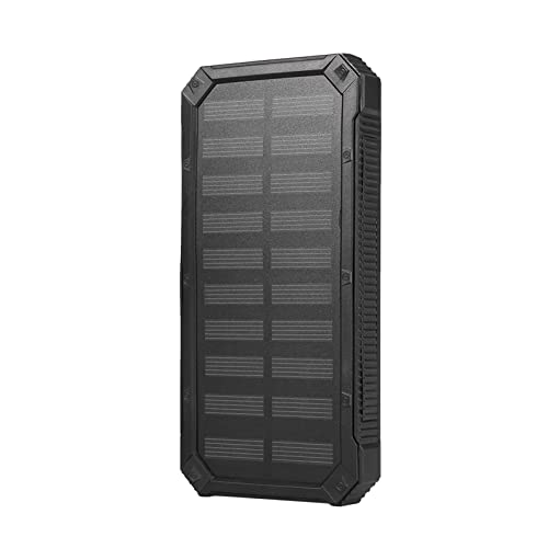 Solarladegerät Power Bank 20000 MAh Wasserdichtes Tragbares Externes Backup-Ladegerät Eingebaute Dual-USB-Taschenlampe für Alle Handys, Tablets und Elektronischen Geräte(Schwarz) von lyrlody