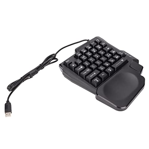 lyrlody Einhändige Gaming-Tastatur mit 35 Tasten, Breite Handballenauflage, Rutschfestes Design, 3-farbige Hintergrundbeleuchtung, USB-Kabel, Geeignet für Win95, Win98, XP, 2000, ME, von lyrlody