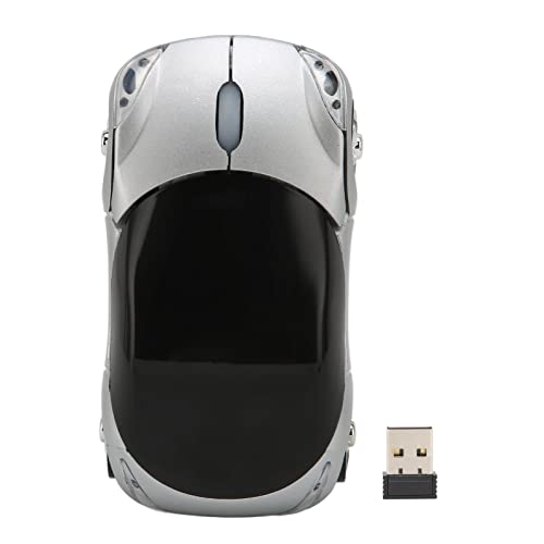 lyrlody Kabellose Maus, 2,4 GHz Autoförmige Kabellose Maus, 1600 DPI, USB Wiederaufladbare Kabellose Maus für Laptop, PC, Mac OS, Windows Silber von lyrlody