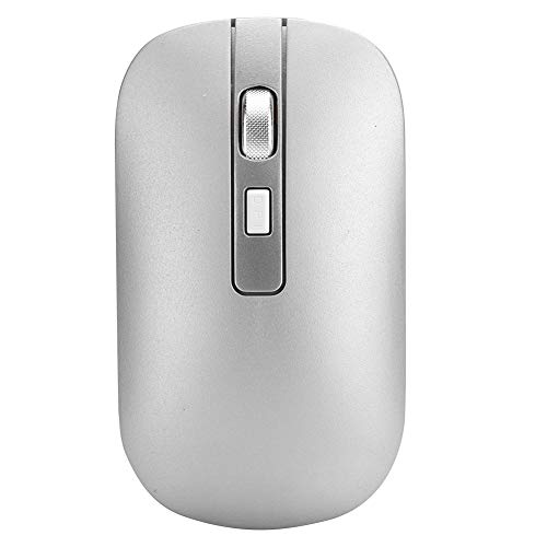 lyrlody Kabellose Maus, 2,4 GHz Silent Wireless Mouse mit USB-Empfänger, 1600 DPI, 4 Tasten, Wiederaufladbare USB-Wireless-Maus für Laptop, PC, MAC OS, Windows (Silber) von lyrlody