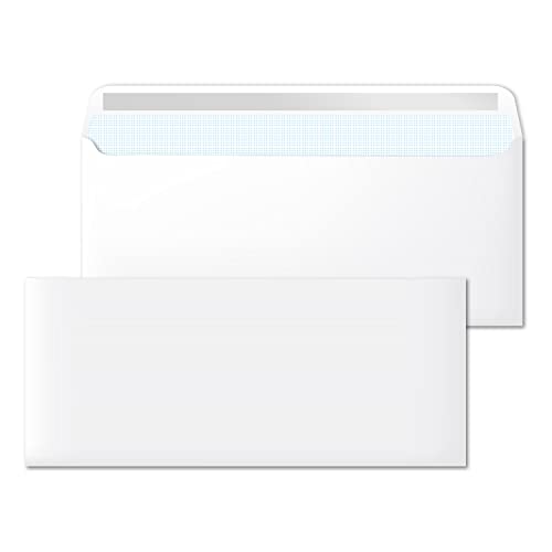 Papierumschläge, amerikanischer weißer Umschlag, ohne Fenster, Maße 225 x 115 mm, weiße Umschläge für Briefe und Dokumente, Briefumschläge 90 g/m² mit Haftverschluss · m-office (50 Stück) von m-office