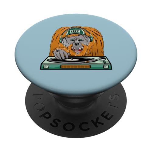 Orang-Utan Plattenspieler Affe DJ PopSockets Klebender PopGrip von mailboxdisco