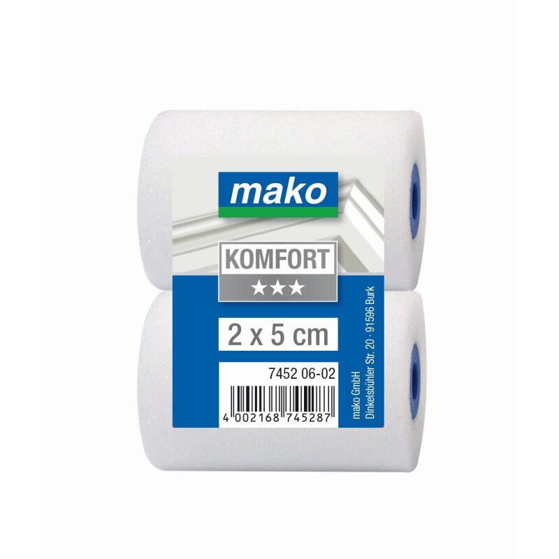 Lack-Ersatzwalzen mini KOMFORT mako-poren Schaumstoff superfein für Lacke - 5 cm - 10er-Pack von mako GmbH