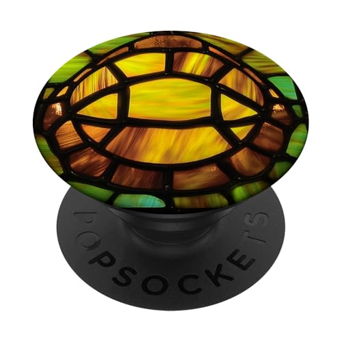 Schildkröten Panzer Schildkrötenpanzer Buntglas Muster Print PopSockets Klebender PopGrip von marabonsDesignsForTurtleFans