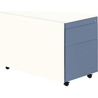 Schubladencontainer mit Rollen, 570x800, 1 Materials., 1 Hängereg., weiß/blau von mauser