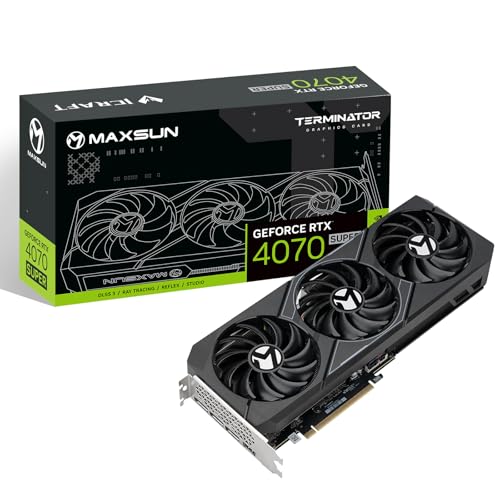 maxsun GeForce RTX 4070 Super Terminator X3 12GB Video Gaming Grafikkarte PCIE 4.0, GDDR6, HDMI 2.1a, DisplayPort 1.4a, 192 Bit, Unterstützung 8K GPU für Computer PC von maxsun