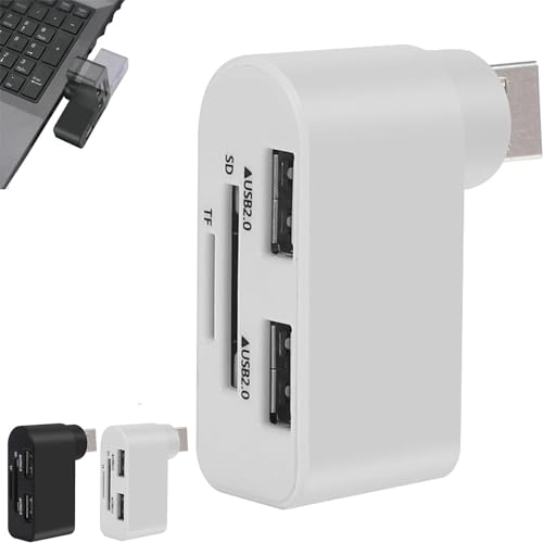 Visulong 4-in-1 Drehbarer USB-Hub, USB-C-auf-HDMI-Hub-Adapter, 4-in-1-Laptop-Hub Mit Mehreren Anschlüssen, Tragbarer, Um 180 Grad Drehbarer USB-Hub Für Laptops,White von mbdz