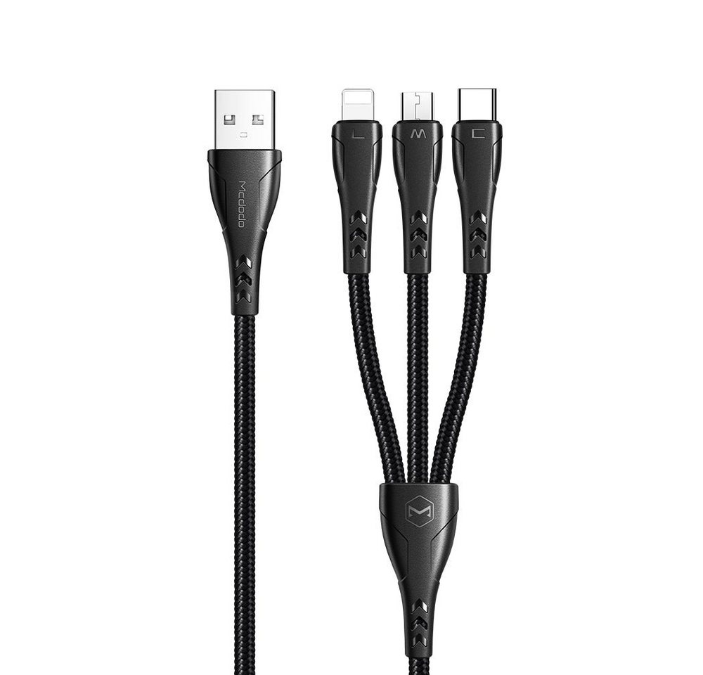 mcdodo Mamba Series 3 in 1 Lightning+Micro USB+Type-c Ladekabel 1.2m Smartphone-Kabel von mcdodo